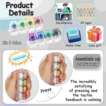Mechanical Keyboard Switch Fidget Keychain – Stress Relief Clicker (4 Keys)